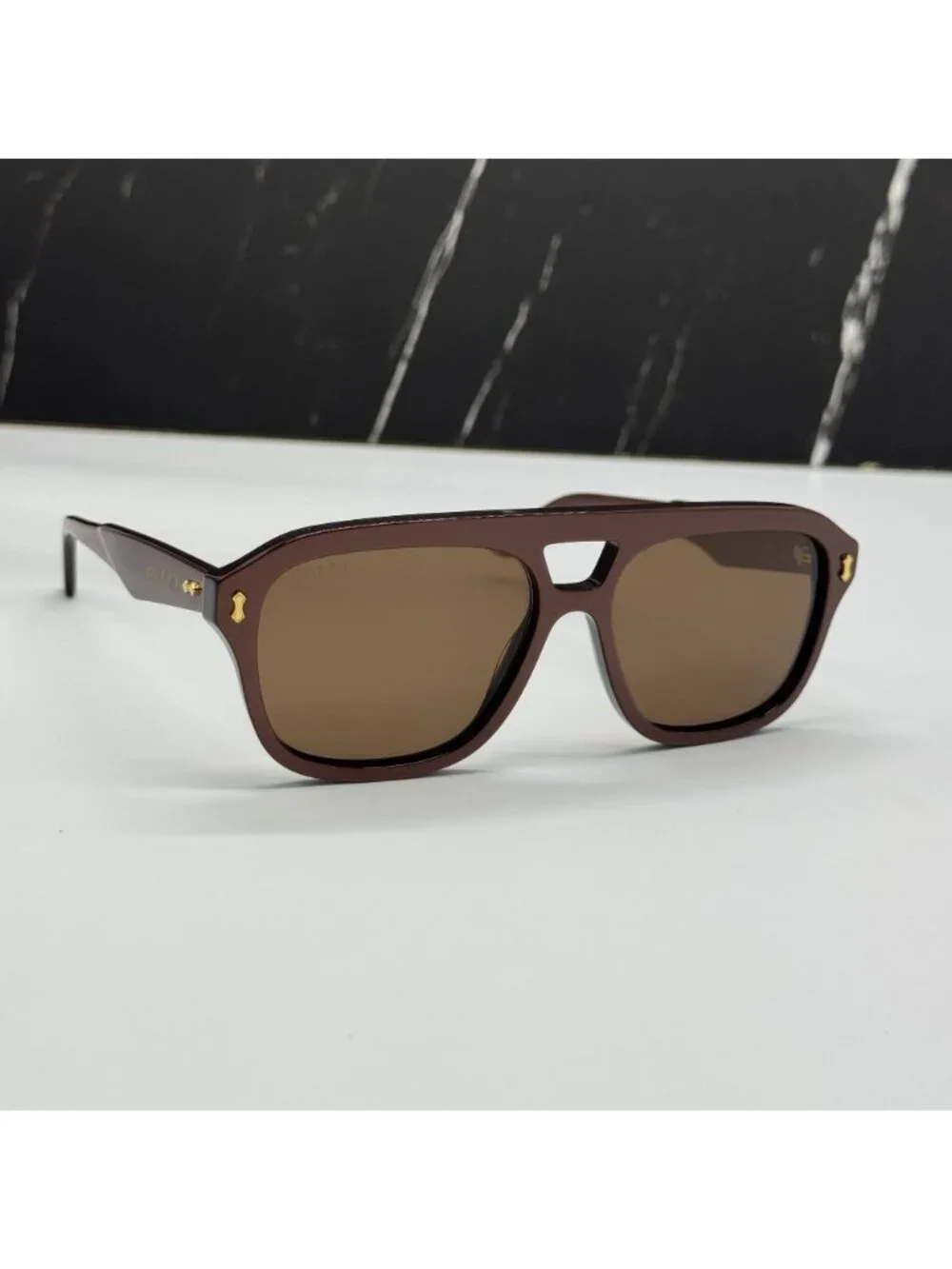 New Gucci GG1263S 003 Brown Unisex Aviator Sunglasses